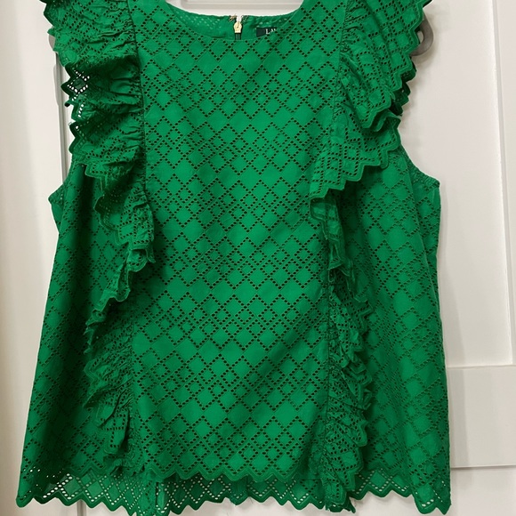 Lauren-Ralph Lauren Kelly green eyelet sleeveless top - Picture 3 of 4